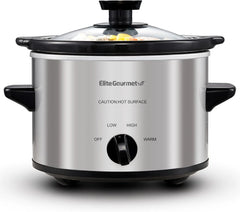 Maxi-Matic MST-250XS Electric Ceramic Slow Cooker, 1.5 Qt, Stainless Steel | Adjustable Temp, Dishwasher-Safe Glass Lid & Crock - Great for Entrees, Sauces, Stews & Dips