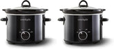 Crock-Pot 2-Quart Manual Slow Cooker, Feeds 2+ People, Great for Small Meals, Dips, & Sides; Removable Stoneware is Oven & Dishwasher-Safe, Black (Pack of 2)