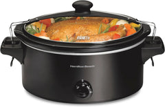 Hamilton Beach Stay or Go Portable Slow Cooker with Lid Lock, Dishwasher-Safe Crock, 6-Quart, Black 33261 | 3 Heat Settings | Lid Lock For Mess-Free Travel | Dishwasher-Safe Stoneware Crock & Glass Lid | Black | 33261