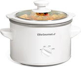 Elite Gourmet MST-250XW Electric Ceramic Slow Cooker, Adjustable Temp | Dishwasher-Safe Glass Lid & Crock - Great for Entrees, Sauces, Stews & Dips