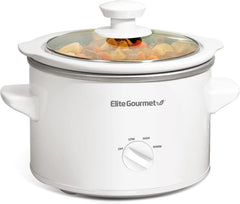Elite Gourmet MST-250XW Electric Ceramic Slow Cooker, Adjustable Temp | Dishwasher-Safe Glass Lid & Crock - Great for Entrees, Sauces, Stews & Dips