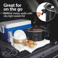 Hamilton Beach Stay or Go Extra Large 10 Quart Portable Slow Cooker | 3 Heat Settings | Lid Lock For Mess-Free Travel | Dishwasher-Safe Stoneware Crock & Glass Lid | Black | 33195G