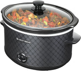 West Bend Slow Cooker 4-Quart Manual Crockery Style with Dishwasher Safe Oval Ceramic Crockpot and Glass Lid Two Temperature Settings Plus Keep Warm, 210-Watts, Black
