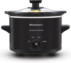 Elite Gourmet MST-250XB Electric Ceramic Slow Cooker, 1.5 Qt, Black | Adjustable Temp, Dishwasher-Safe - Great for Entrees, Sauces, Soups, Roasts, Stews & Dips