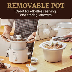 Elite Gourmet MST-250XW Electric Ceramic Slow Cooker, Adjustable Temp | Dishwasher-Safe Glass Lid & Crock - Great for Entrees, Sauces, Stews & Dips