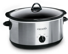 Crock-Pot 7-Quart Manual Slow Cooker, Family Size Serves 8+ People & Fits 6-lb Roast, Removable Stoneware with Warming Setting, Dishwasher Safe for Easy Cleanup, Stainless Steel