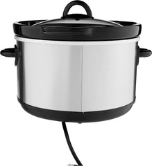 Crock-Pot 5-Quart Smudge-Proof Manual Slow Cooker, Family-Size Slow Cooker with Bonus 16oz Dip Warmer, Removable Stoneware is Oven & Dishwasher-Safe, Stainless Steel