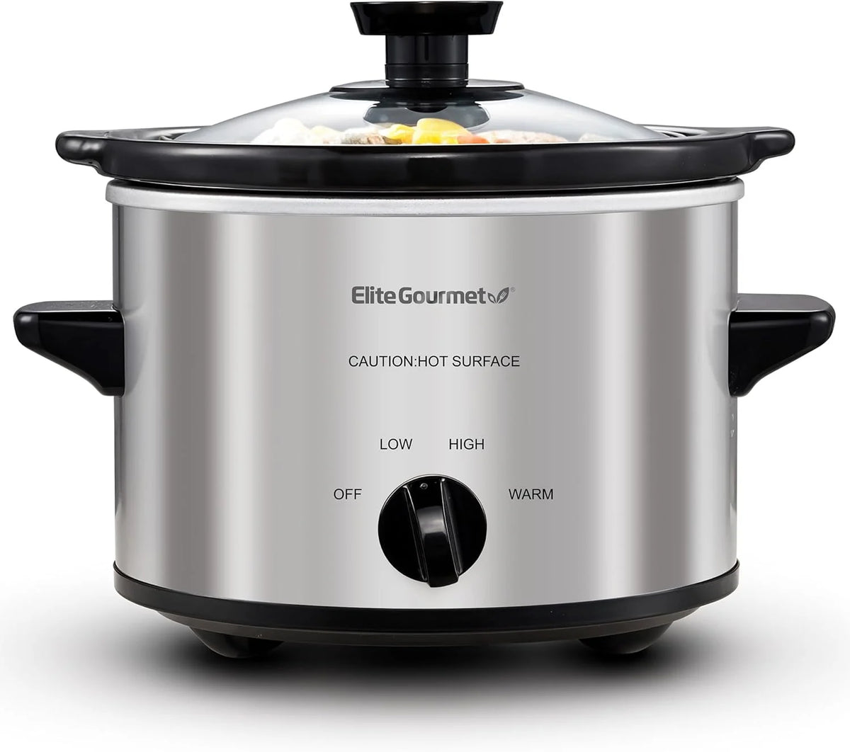 Maxi-Matic MST-250XS Electric Ceramic Slow Cooker, 1.5 Qt, Stainless Steel | Adjustable Temp, Dishwasher-Safe Glass Lid & Crock - Great for Entrees, Sauces, Stews & Dips