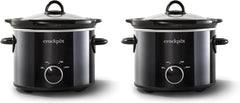 Crock-Pot 2-Quart Manual Slow Cooker, Feeds 2+ People, Great for Small Meals, Dips, & Sides; Removable Stoneware is Oven & Dishwasher-Safe, Black (Pack of 2)