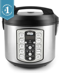 Aroma Housewares Professional Plus ARC-5000SB 20 Cup (Cooked) Digital Rice Cooker, Food Steamer, Slow Cooker, Stainless Exterior/Nonstick Pot, Silver, Black, 10-cup uncooked/20-cup cooked/4QT