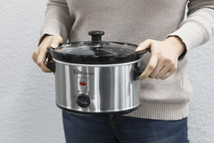 Maxi-Matic MST-275XS Electric Oval Slow Cooker, 2 Qt, Stainless Steel | Adjustable Temp, Dishwasher-Safe Glass Lid & Crock - Great for Entrees, Sauces, Stews & Dips