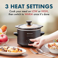 Elite Gourmet MST-250XBX Electric Ceramic Slow Cooker, 1.5 Qt, Black | Adjustable Temp, Dishwasher-Safe - Great for Entrees, Sauces, Soups, Roasts, Stews & Dips