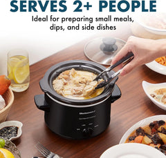Elite Gourmet MST-250XBX Electric Ceramic Slow Cooker, 1.5 Qt, Black | Adjustable Temp, Dishwasher-Safe - Great for Entrees, Sauces, Soups, Roasts, Stews & Dips