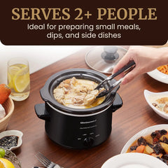 Elite Gourmet MST-250XB Electric Ceramic Slow Cooker, 1.5 Qt, Black | Adjustable Temp, Dishwasher-Safe - Great for Entrees, Sauces, Soups, Roasts, Stews & Dips
