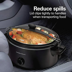 Hamilton Beach Stay or Go Portable Slow Cooker with Lid Lock, Dishwasher-Safe Crock, 6-Quart, Black 33261 | 3 Heat Settings | Lid Lock For Mess-Free Travel | Dishwasher-Safe Stoneware Crock & Glass Lid | Black | 33261