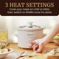 Elite Gourmet MST-250XW Electric Ceramic Slow Cooker, Adjustable Temp | Dishwasher-Safe Glass Lid & Crock - Great for Entrees, Sauces, Stews & Dips
