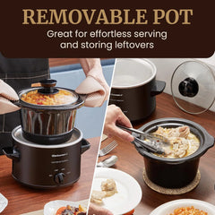 Elite Gourmet MST-250XB Electric Ceramic Slow Cooker, 1.5 Qt, Black | Adjustable Temp, Dishwasher-Safe - Great for Entrees, Sauces, Soups, Roasts, Stews & Dips