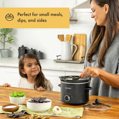 Crock-Pot 2-Quart Manual Slow Cooker, Feeds 2+ People, Great for Small Meals, Dips, & Sides; Removable Stoneware is Oven & Dishwasher-Safe, Black (Pack of 2)