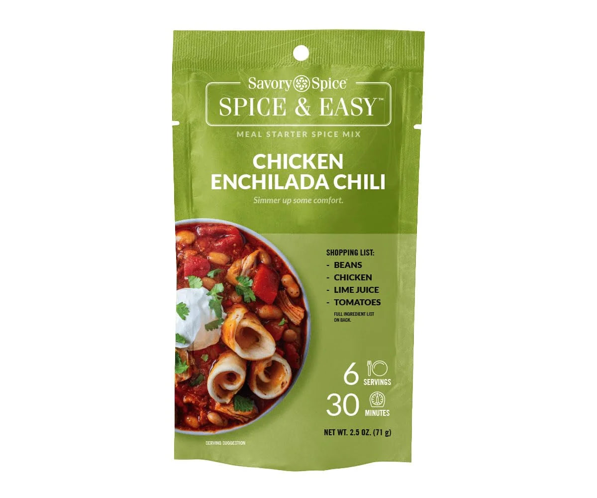 Savory Spice Chicken Enchilada Chili Spice & Easy - One-Pot Enchilada Soup Mix - Just Add Chicken, Beans & Tomatoes - Ready in 30 Minutes (2.5 oz)